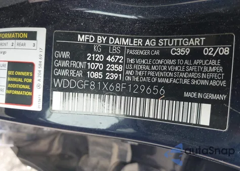 2008 Mercedes-Benz C 300 Luxury 4Matic/Sport 4Matic from USA, damaged, VIN WDDGF81X68F129656